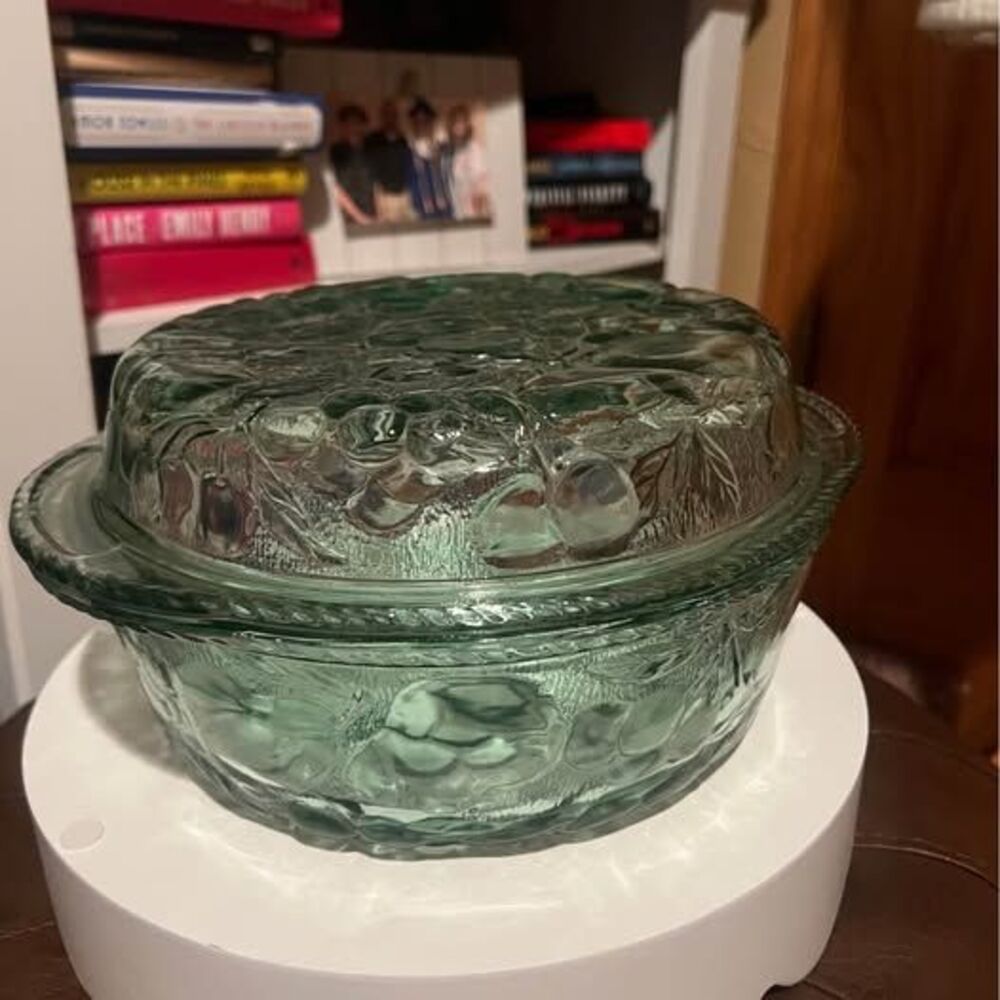Libby Orchard Glass Covered Casserole Dish - Seafoam Green